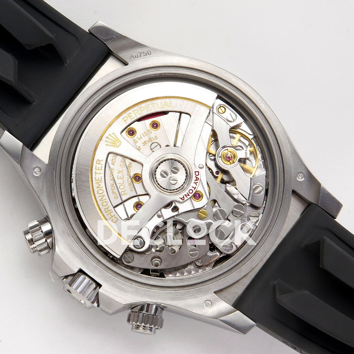 Rolex Daytona 126519 WF JH4131 black silver dial white-gold-style replica - JH4131 movement overview with the solid caseback removed
