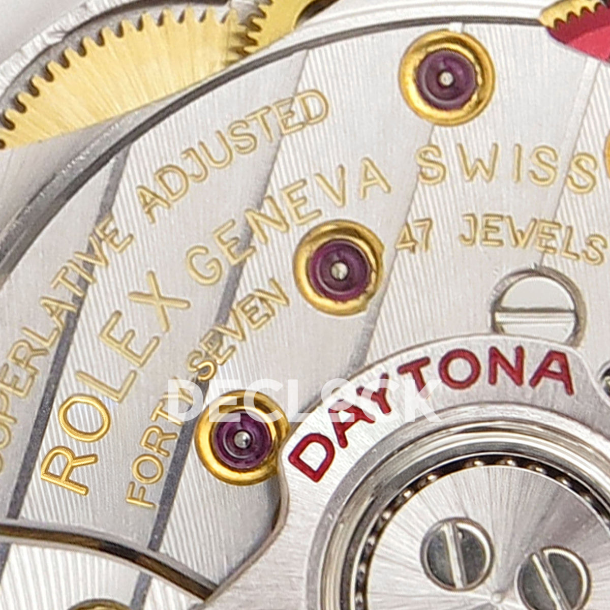 Rolex Daytona 126519 WF JH4131 grey black dial white-gold-style replica - JH4131 movement plate engravings and jewels close-up