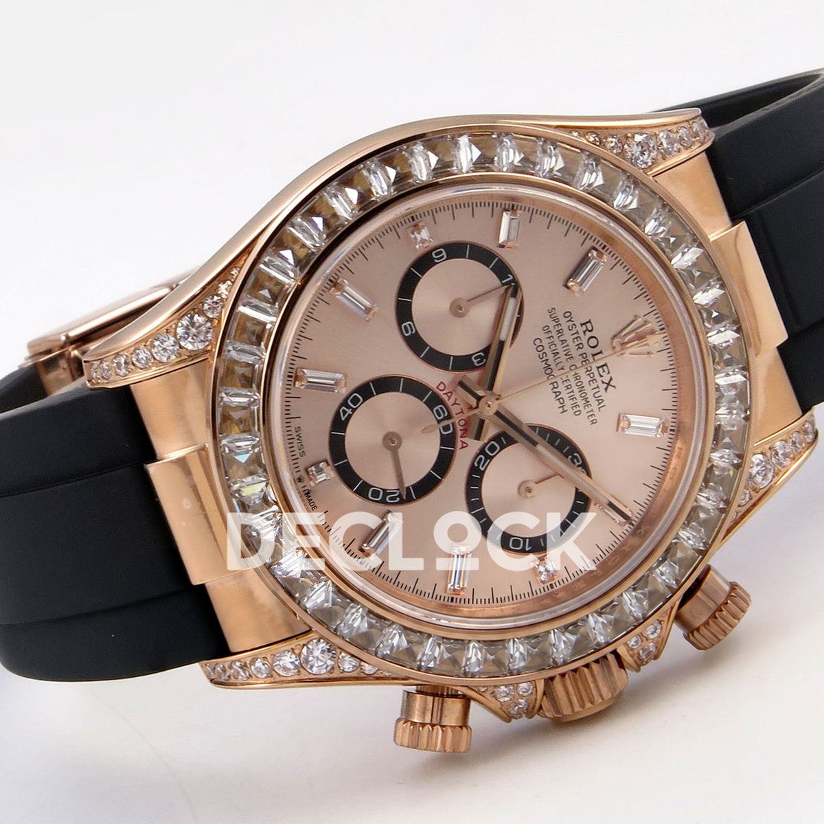 Rolex Daytona 126535TBR QF replica - horizontal front view with black Oysterflex strap