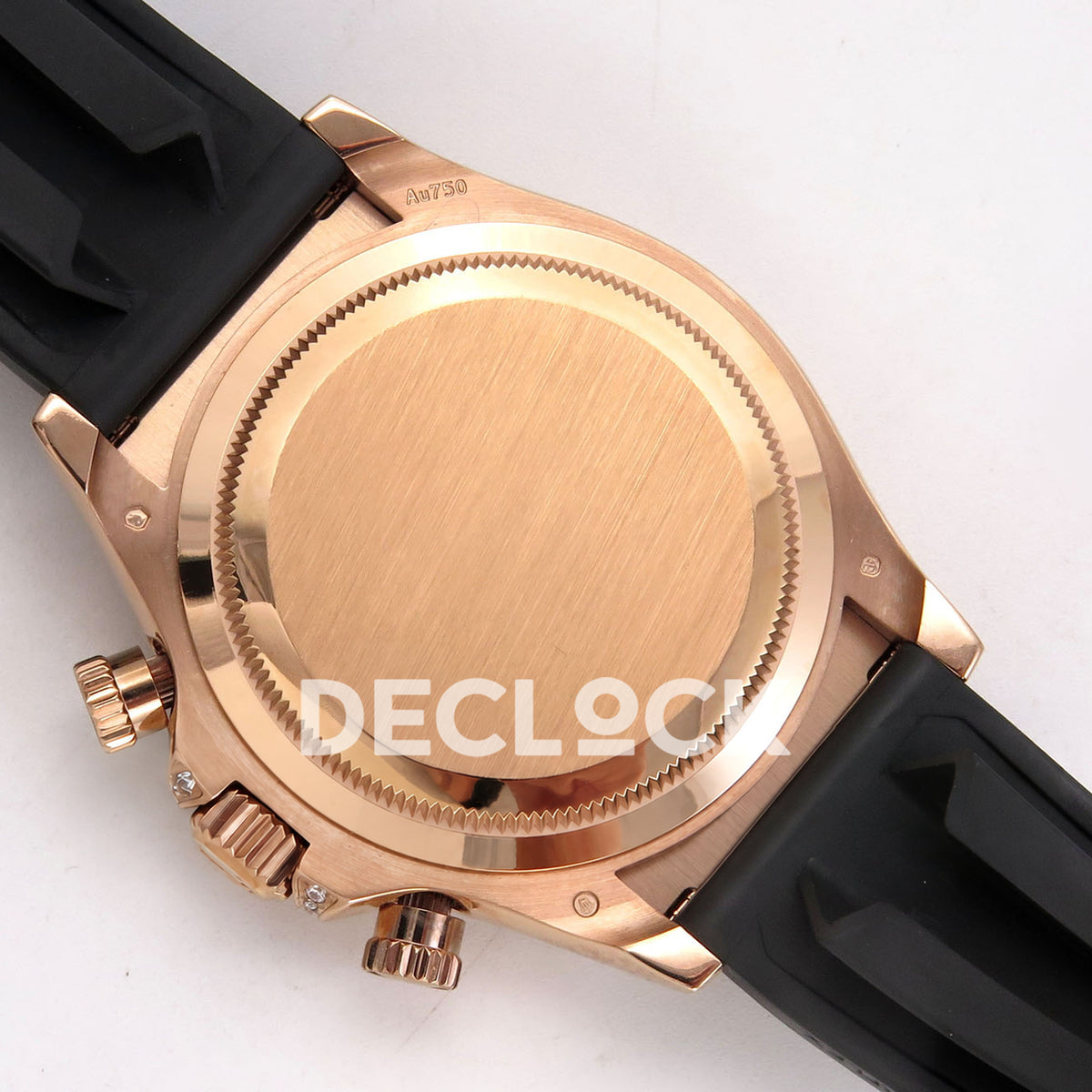 Rolex Daytona 126535TBR QF replica - closed rose-gold-finish caseback with original Au750 case marking