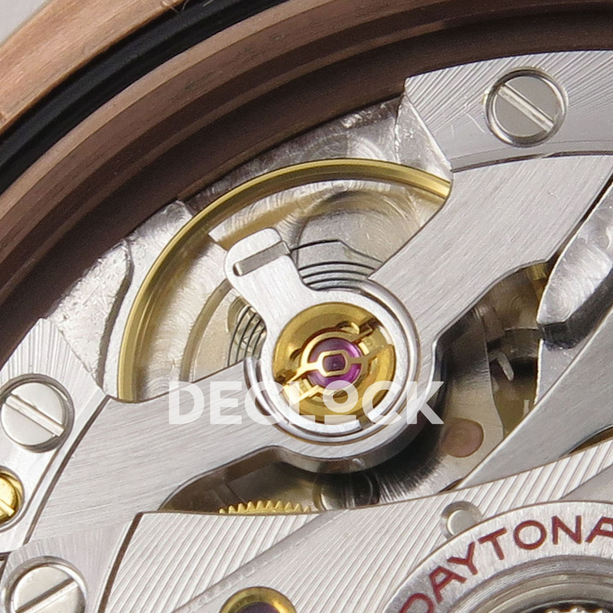 Rolex Daytona 126535TBR QF replica - free-sprung balance wheel and purple jewel close-up