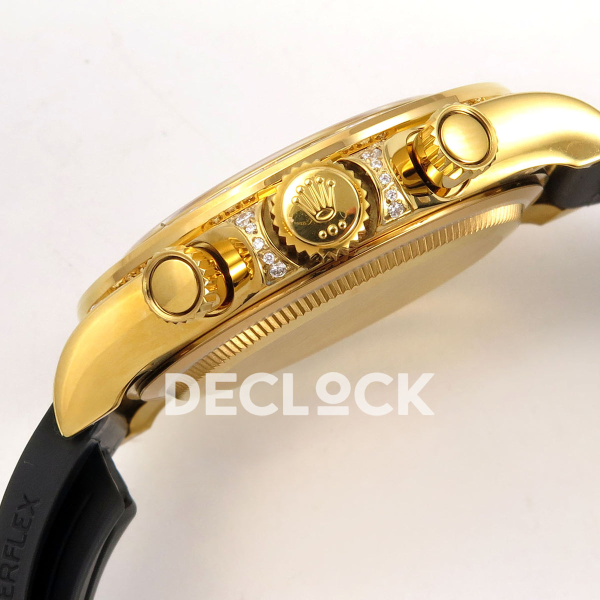Rolex Daytona 126538TBR QF replica - winding crown, chronograph pushers and pavé crown protectors
