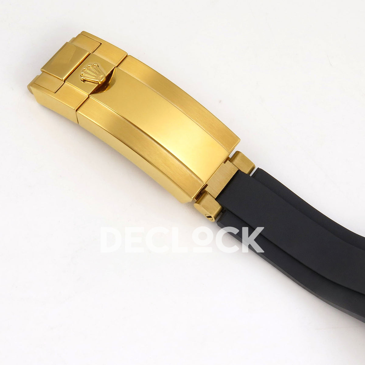 Rolex Daytona 126538TBR QF replica - closed yellow-gold-finish folding clasp and black Oysterflex strap