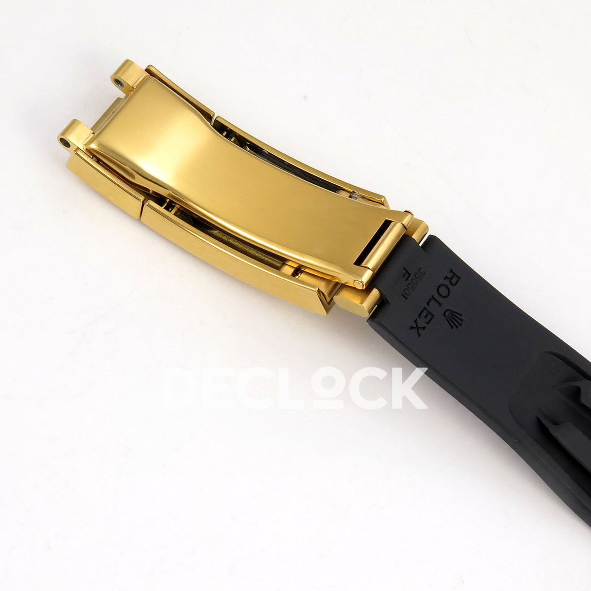 Rolex Daytona 126538TBR QF replica - inside folding clasp and original Rolex-marked black rubber strap