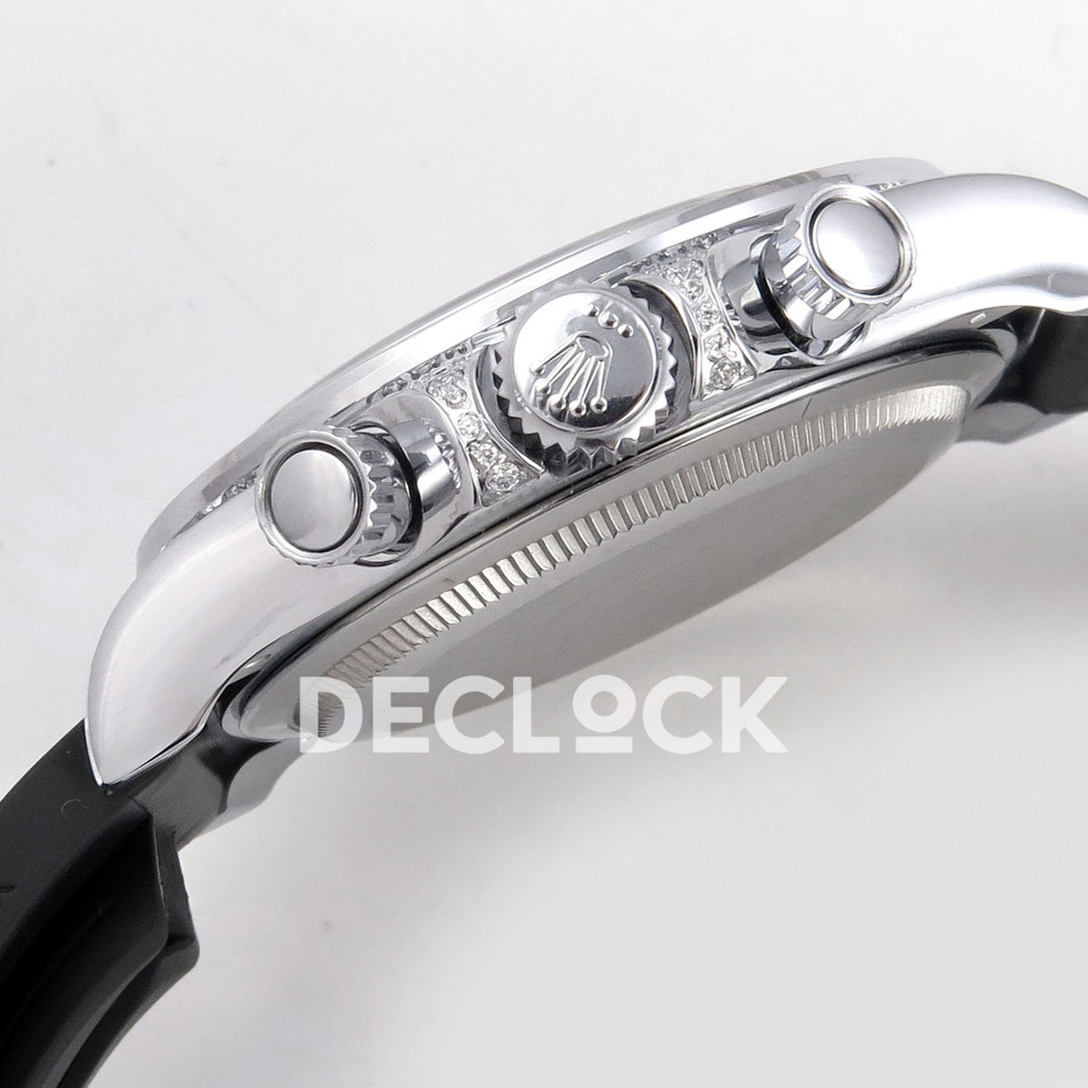 Rolex Daytona 126539TBR QF replica - winding crown, chronograph pushers and stone-set crown protectors