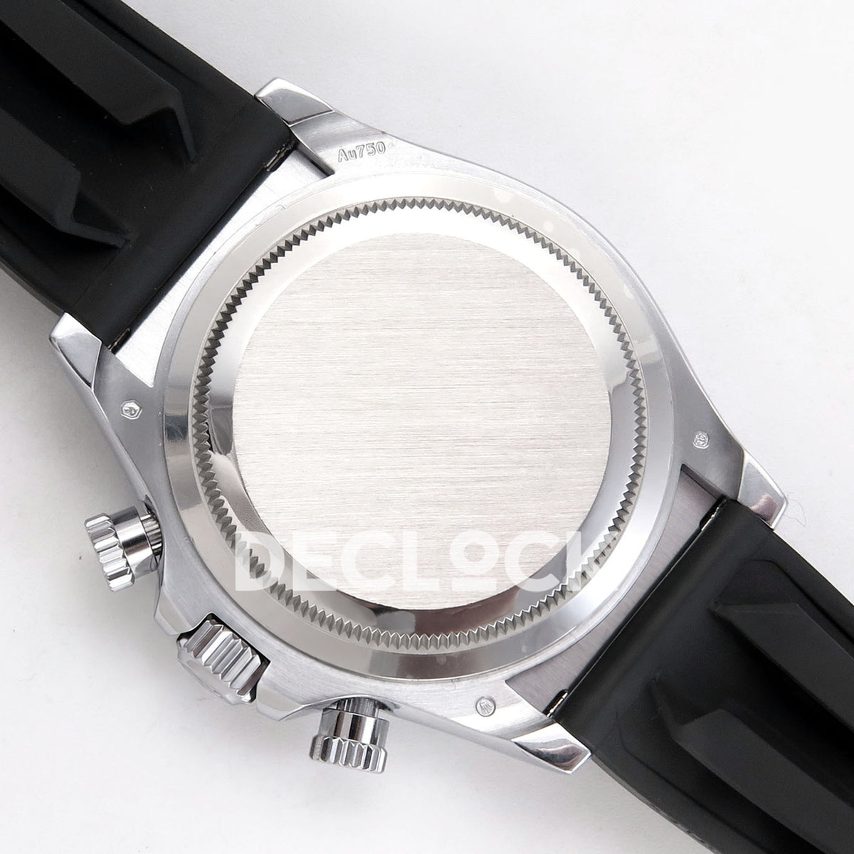 Rolex Daytona 126539TBR QF replica - closed silver-finish caseback with original Au750 case marking