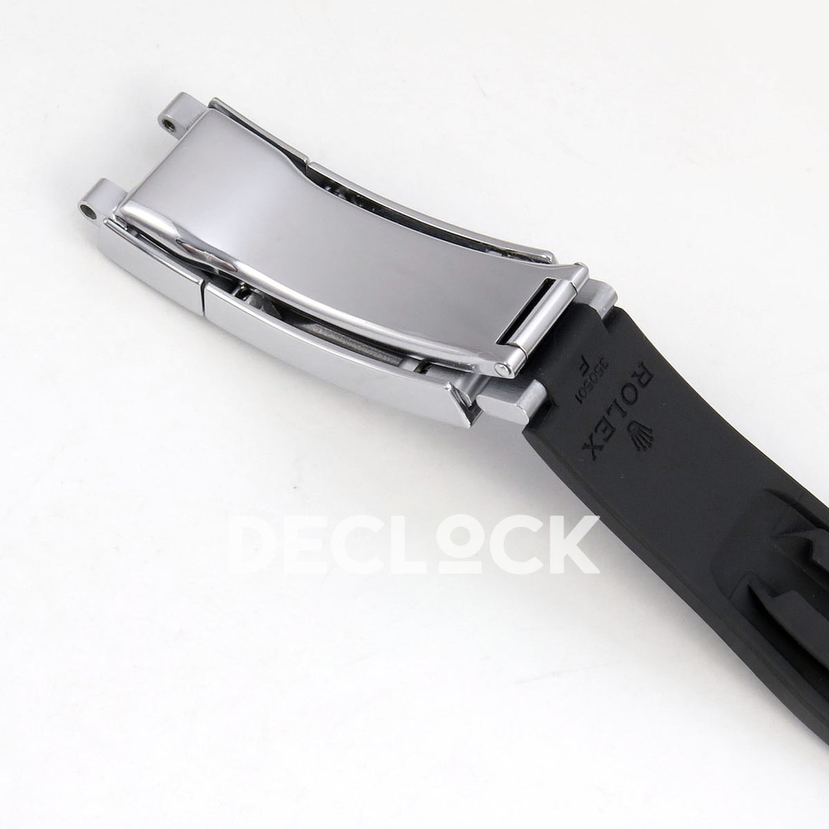 Rolex Daytona 126539TBR QF replica - inside folding clasp and original Rolex-marked black rubber strap