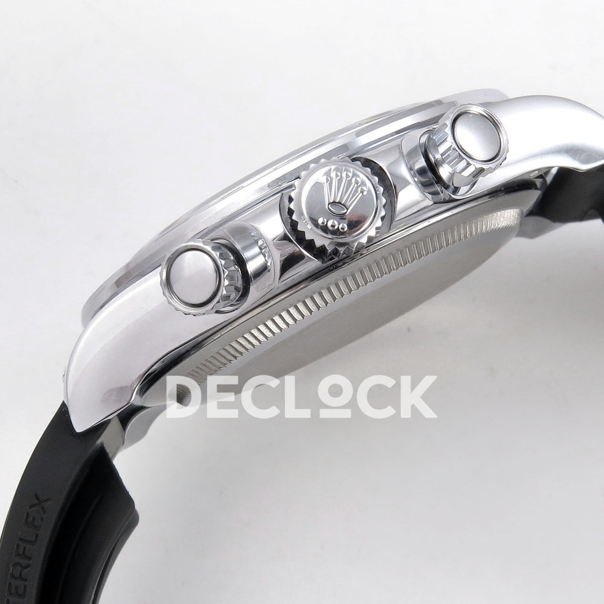 Rolex Daytona 126539TBR QF replica - winding crown, chronograph pushers and smooth crown protectors