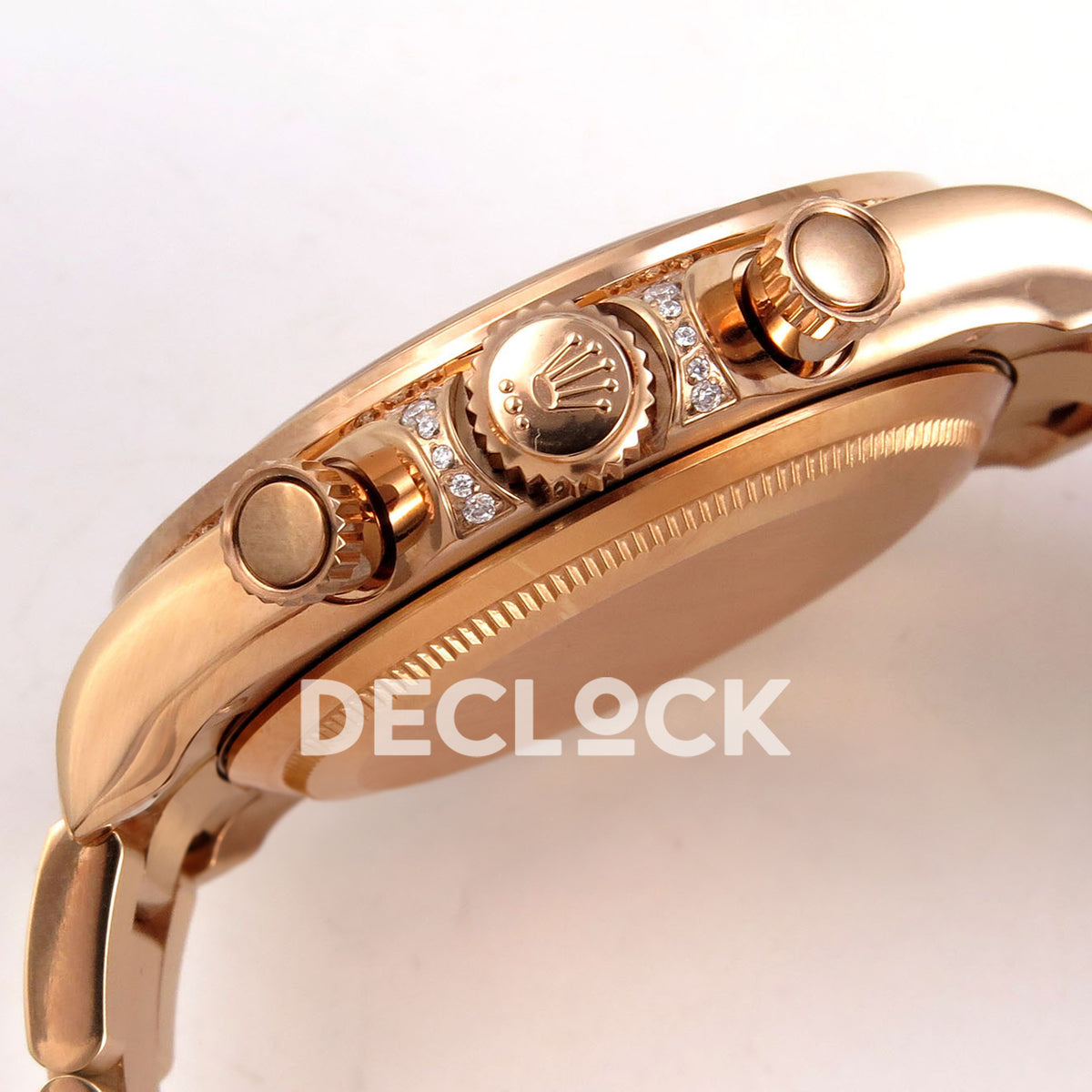 Rolex Daytona 126595TBR QF replica - winding crown, chronograph pushers and stone-set crown protectors