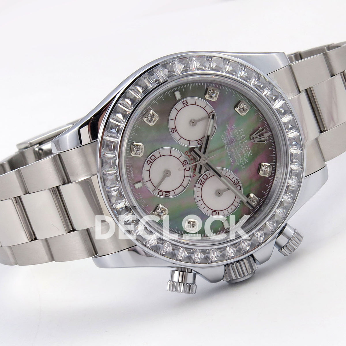 Rolex Daytona 126599TBR QF replica - horizontal front view with steel bracelet