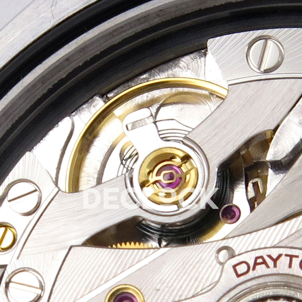 Rolex Daytona 126599TBR QF replica - balance wheel and purple jewel close-up