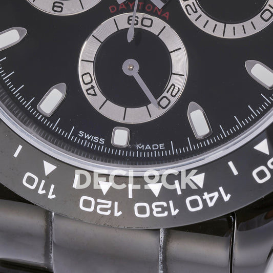 Rolex Daytona ADGF replica - original Swiss Made printing, silver running-seconds hand, silver counter ring and black tachymeter bezel with white printing detail