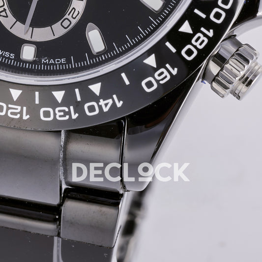 Rolex Daytona ADGF replica - black ceramic tachymeter bezel, lower lugs and bracelet detail