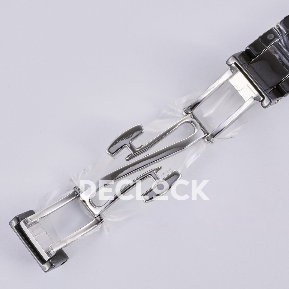 Rolex Daytona ADGF replica - open metal butterfly clasp and black ceramic bracelet