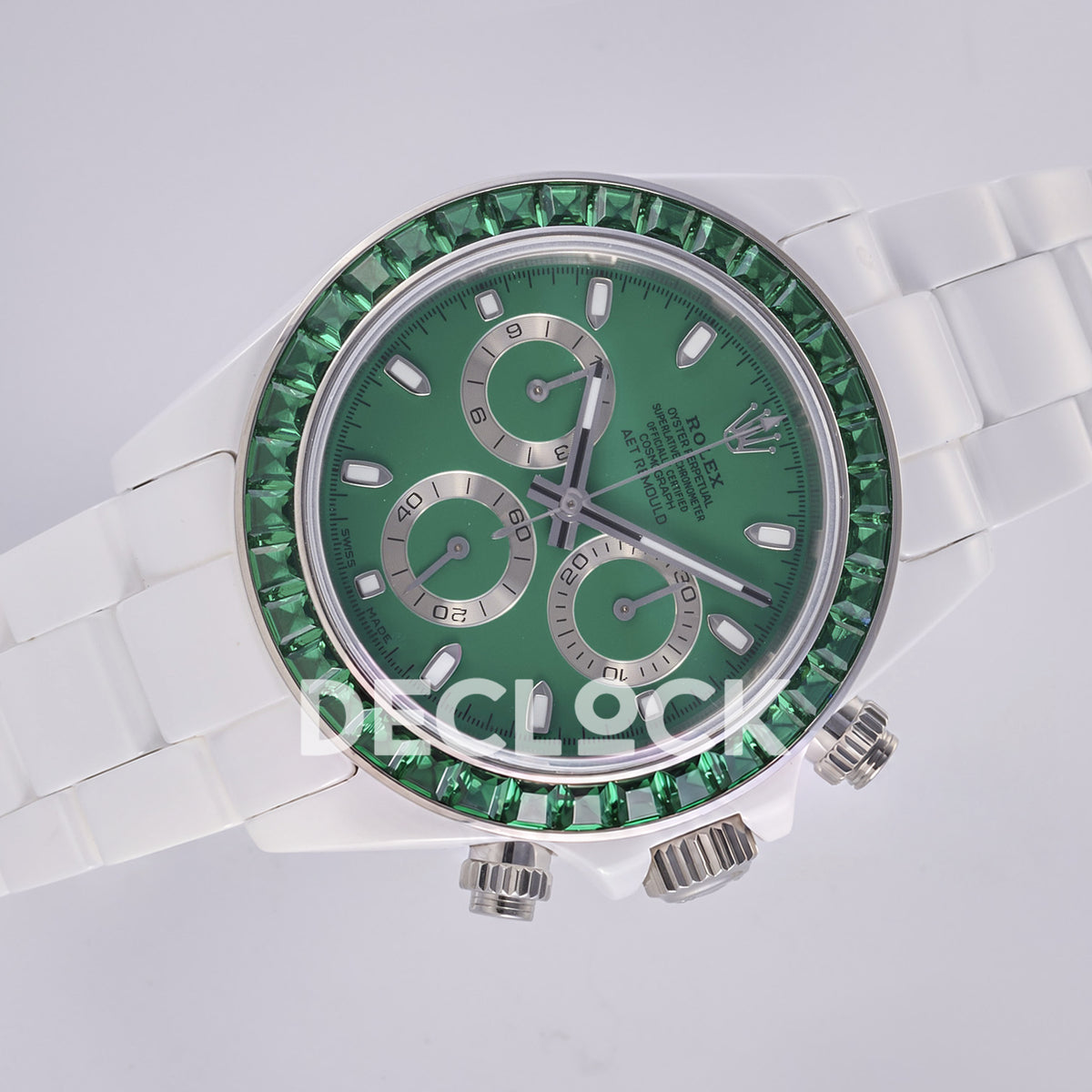 Rolex Daytona AET ADGF replica - green AET dial and green faceted bezel with white ceramic bracelet