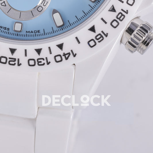 Rolex Daytona ADGF replica - white ceramic tachymeter bezel, lower lugs and bracelet detail