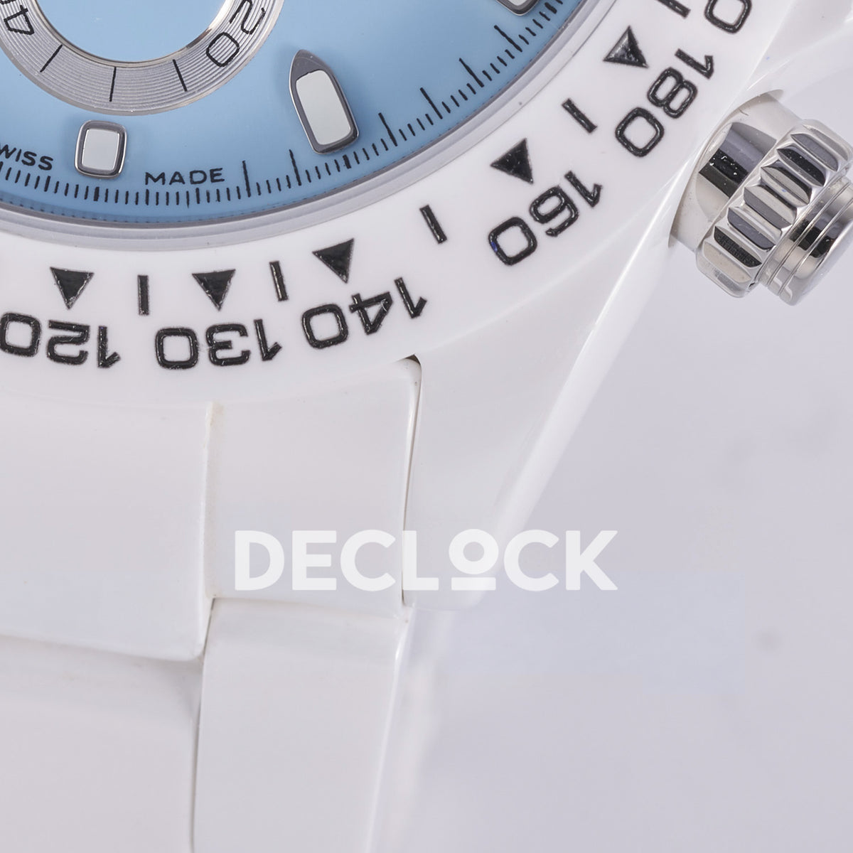 Rolex Daytona ADGF replica - white ceramic tachymeter bezel, lower lugs and bracelet detail