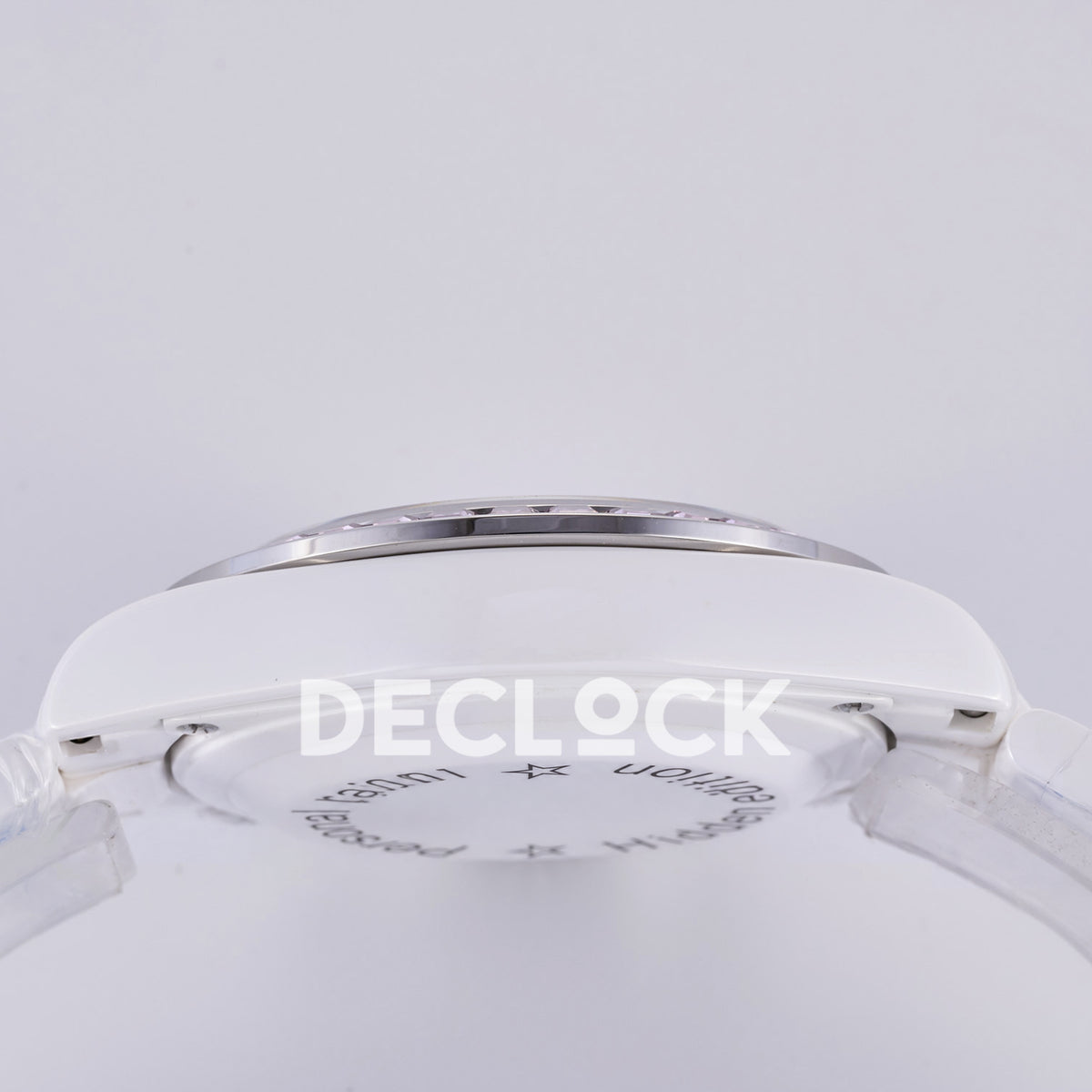 Rolex Daytona ADGF replica - original white ceramic case profile, physical underside markings and pink gem bezel