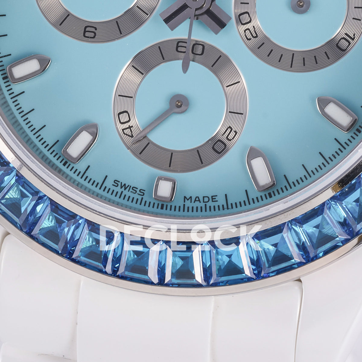 Rolex Daytona AET ADGF replica - original black Swiss Made printing, white six-hour marker and silver running-seconds ring