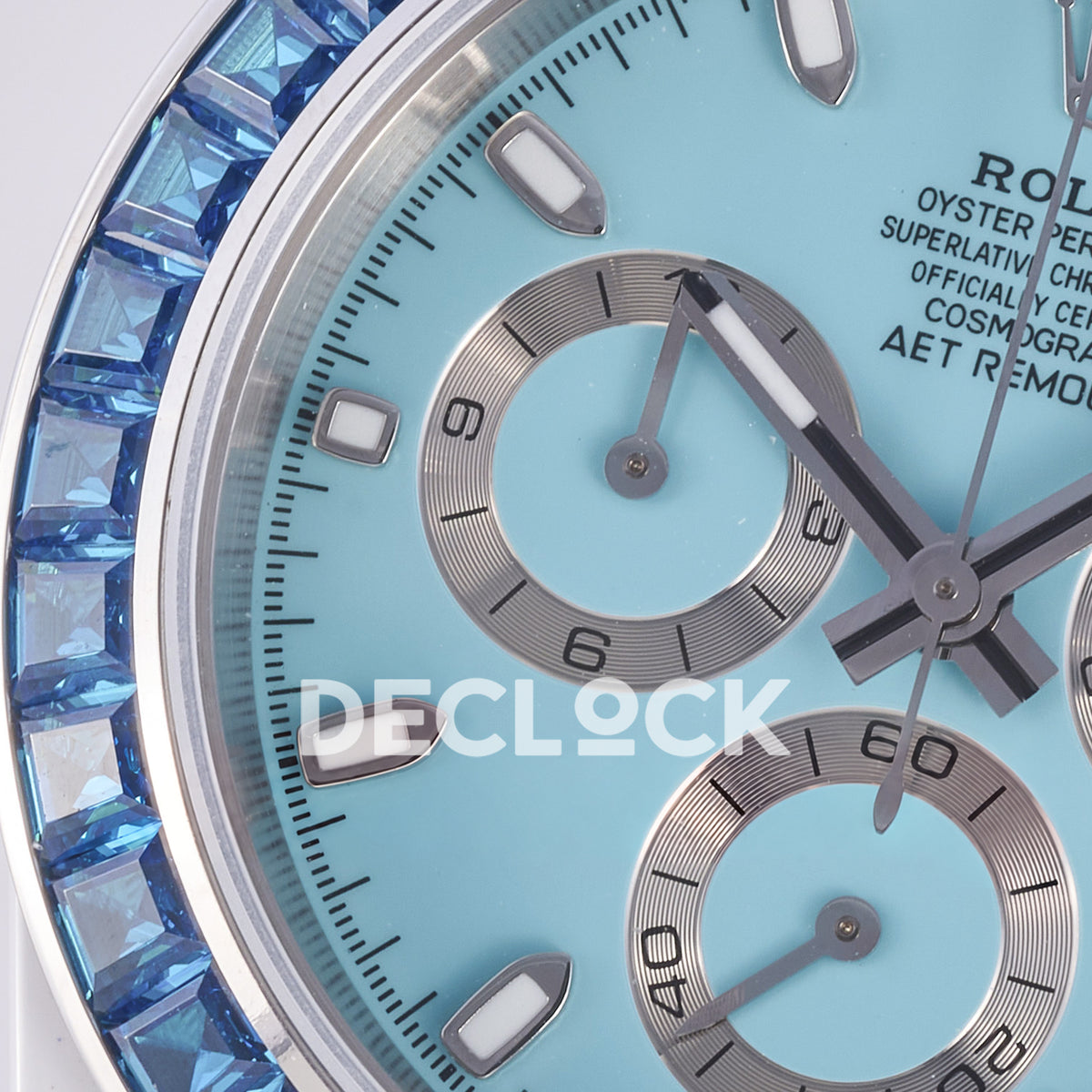 Rolex Daytona AET ADGF replica - left AET dial and silver chronograph rings with white luminous marker