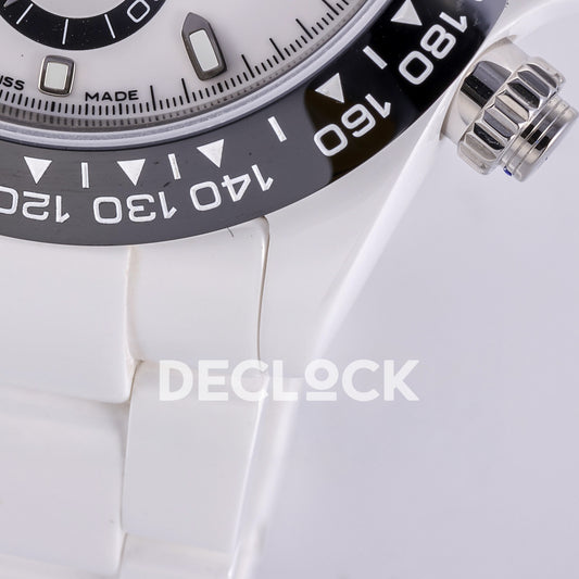Rolex Daytona ADGF replica - black ceramic tachymeter bezel, white ceramic lower lugs and bracelet detail
