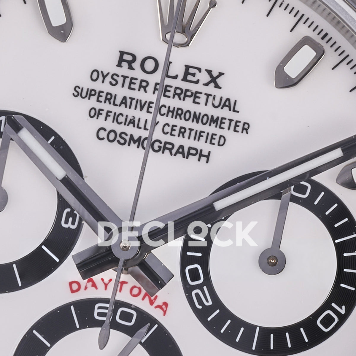 Rolex Daytona ADGF replica - original white AET Daytona dial, black chronograph rings, clear gem bezel and white ceramic case