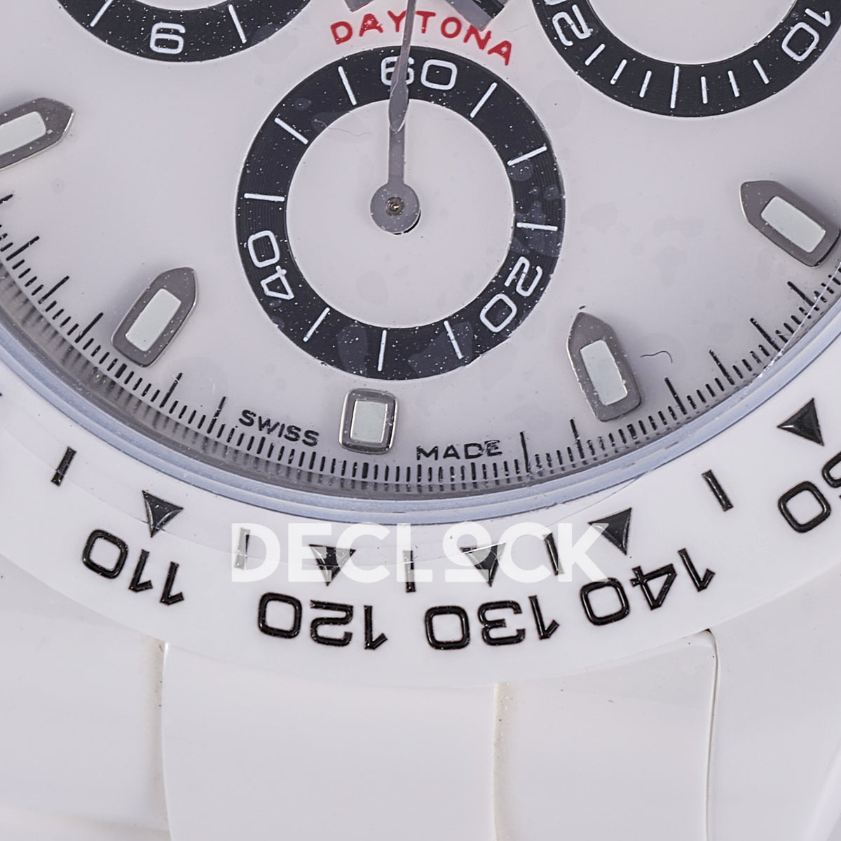 Rolex Daytona ADGF replica - original Swiss Made printing, silver running-seconds hand, black counter ring and white tachymeter bezel detail