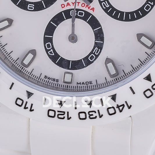 Rolex Daytona ADGF replica - original Swiss Made printing, silver running-seconds hand, black counter ring and white tachymeter bezel detail