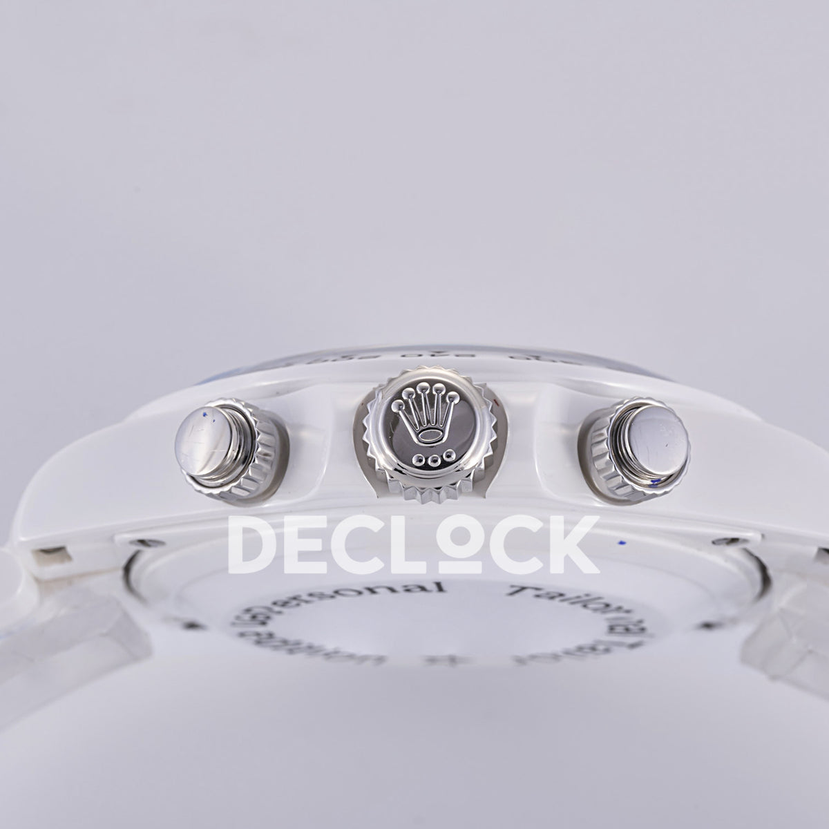 Rolex Daytona ADGF replica - original Rolex crown, silver chronograph pushers and physical caseback markings