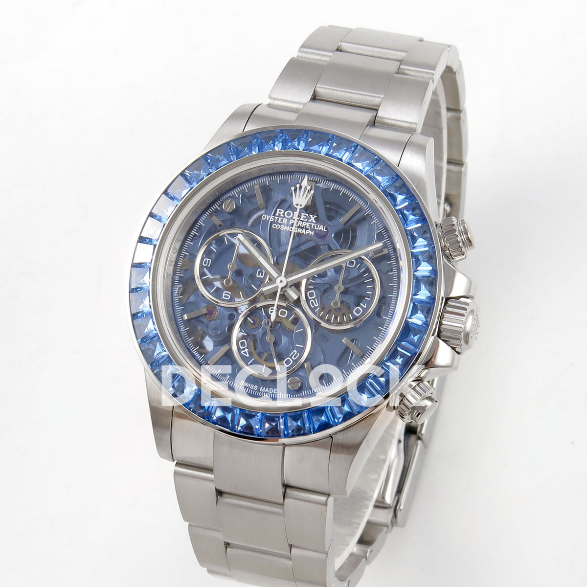 Rolex Daytona Arolla SONIC blue skeleton SA4130 replica - angled front