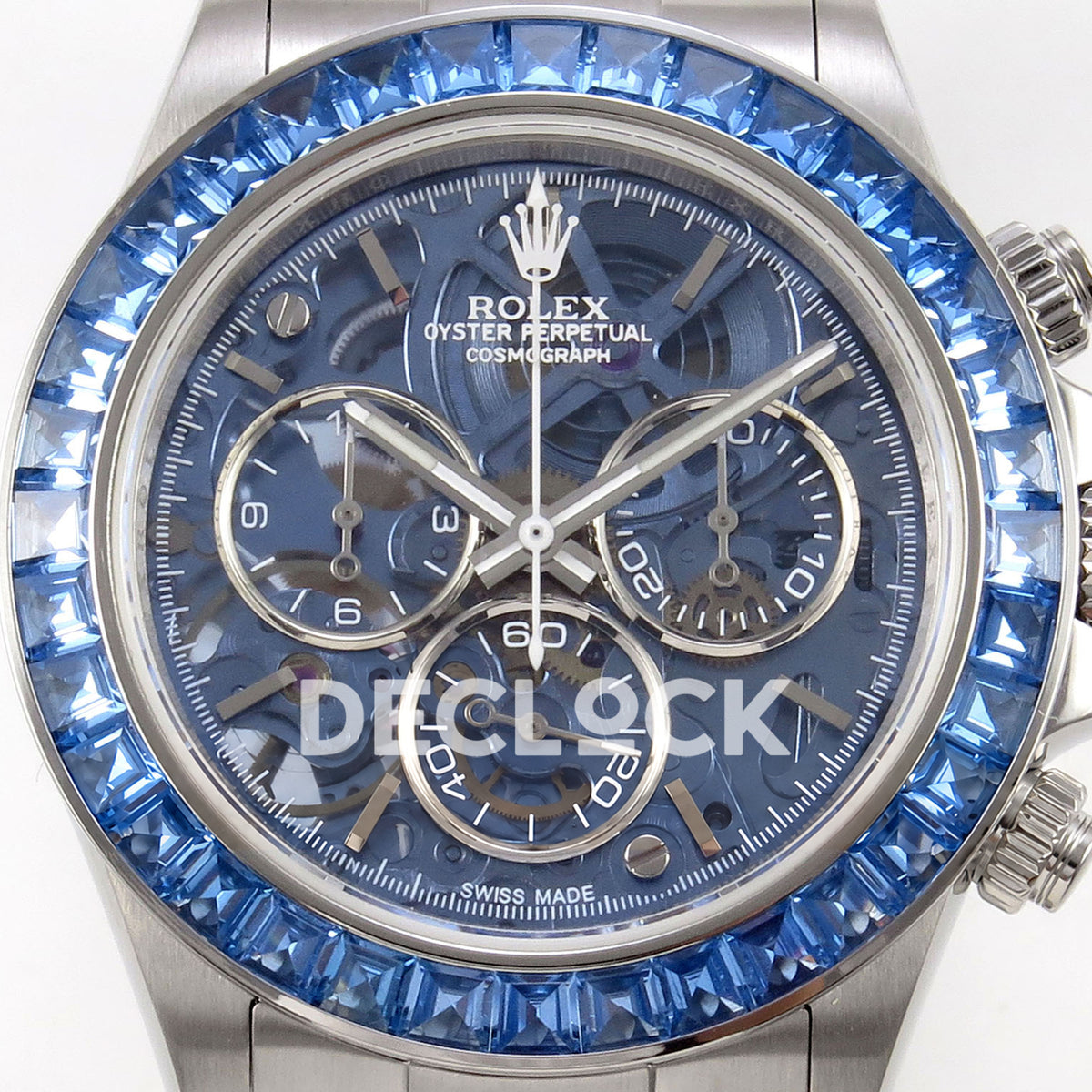 Rolex Daytona Arolla SONIC blue skeleton SA4130 replica - dial close up