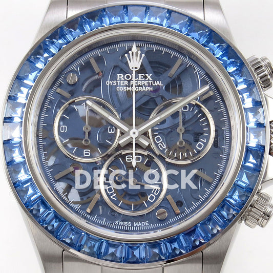 Rolex Daytona Arolla SONIC blue skeleton SA4130 replica - dial close up