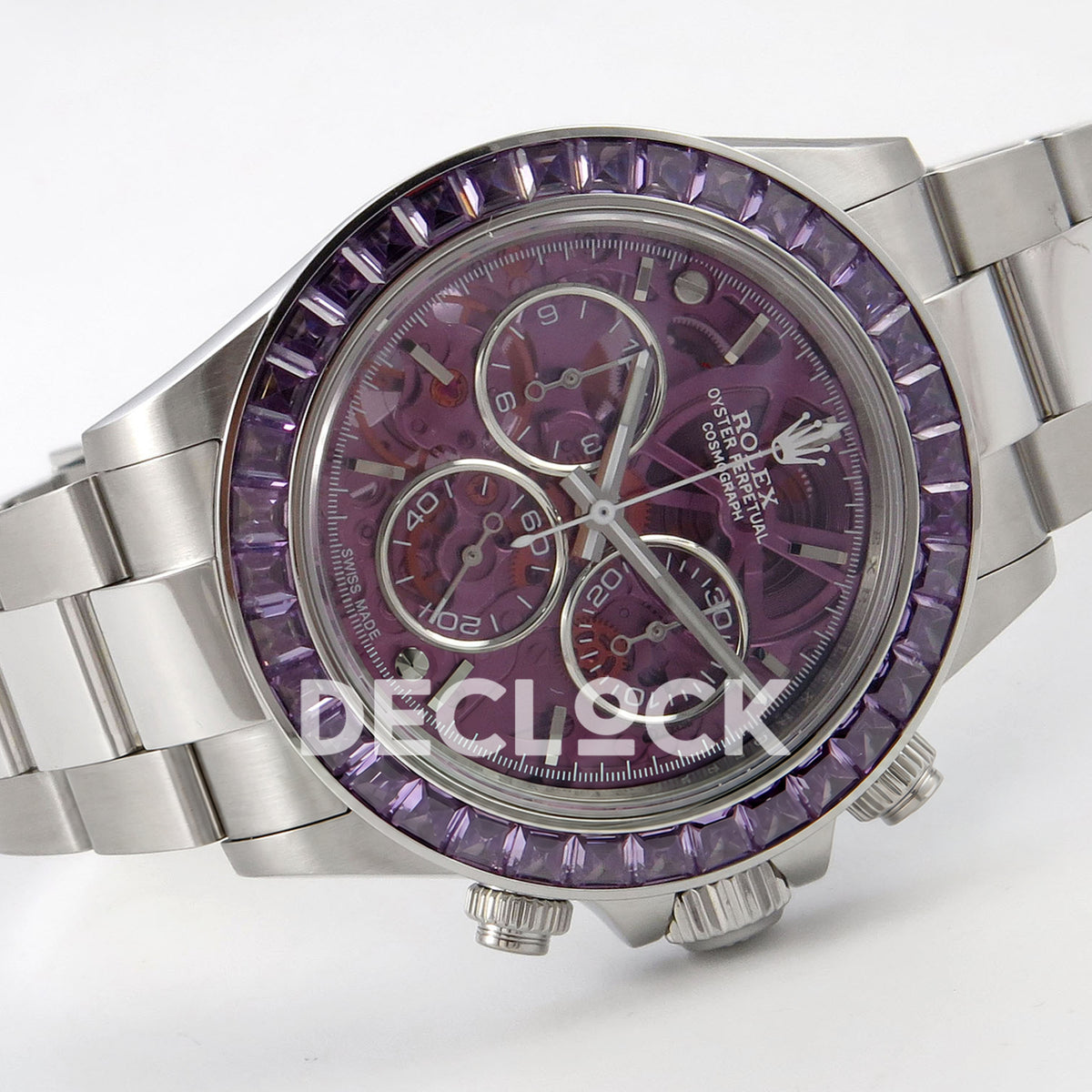 Rolex Daytona Arolla SONIC purple skeleton SA4130 replica - bracelet front