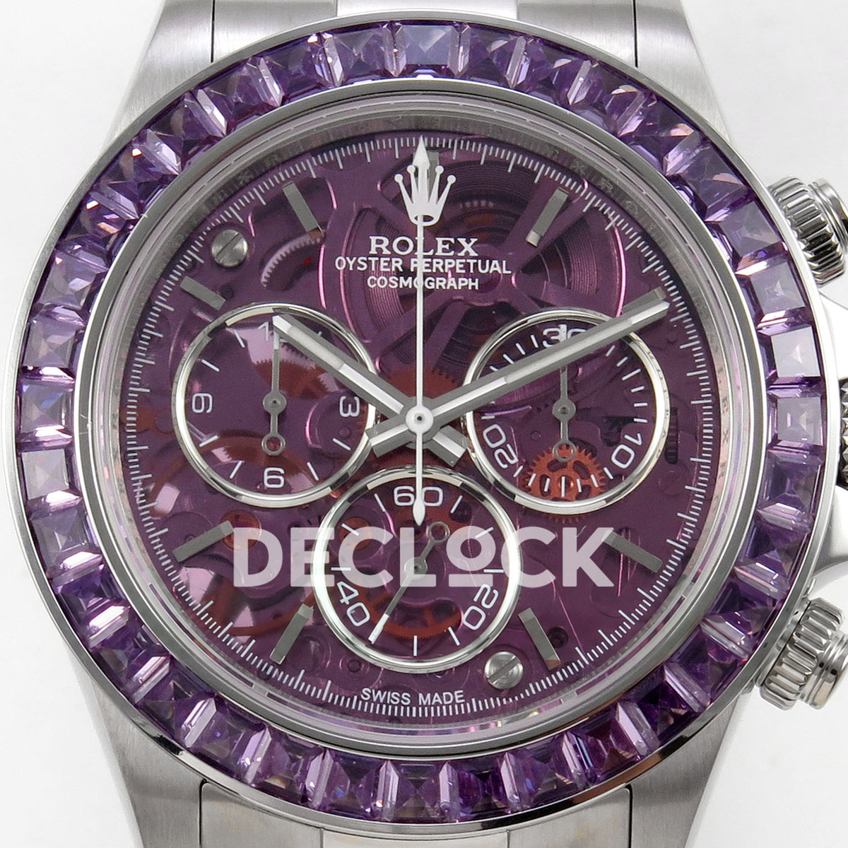 Rolex Daytona Arolla SONIC purple skeleton SA4130 replica - dial close up
