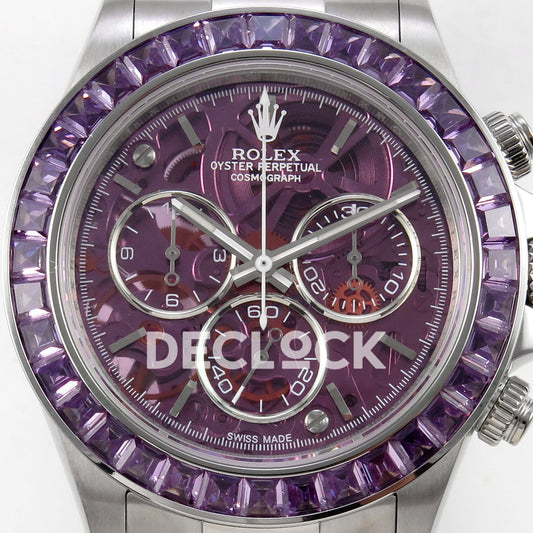 Rolex Daytona Arolla SONIC purple skeleton SA4130 replica - dial close up