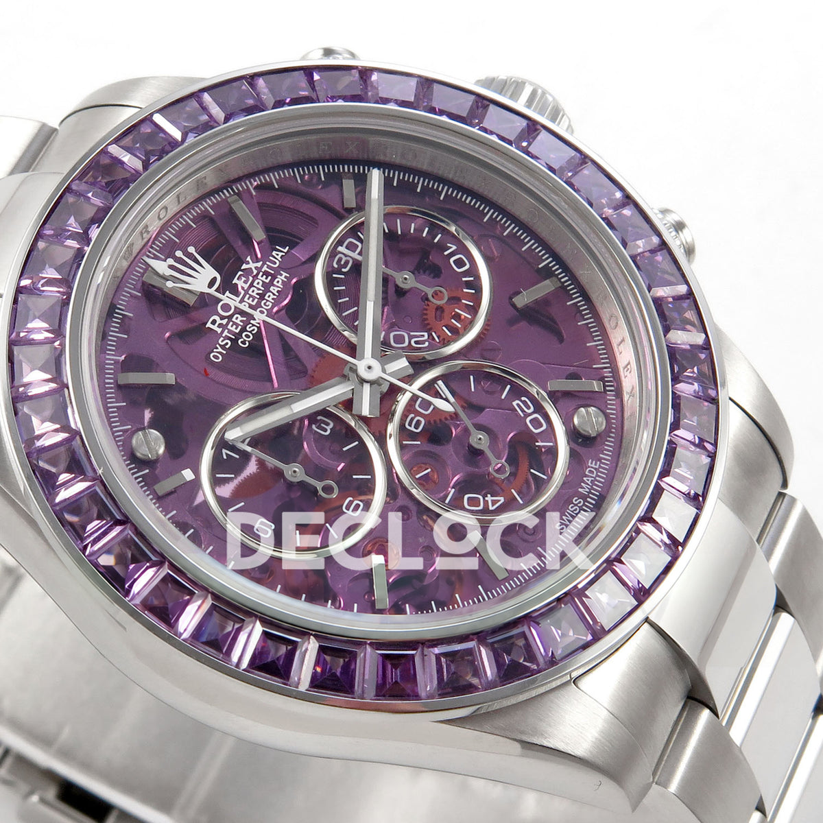 Rolex Daytona Arolla SONIC purple skeleton SA4130 replica - right dial detail