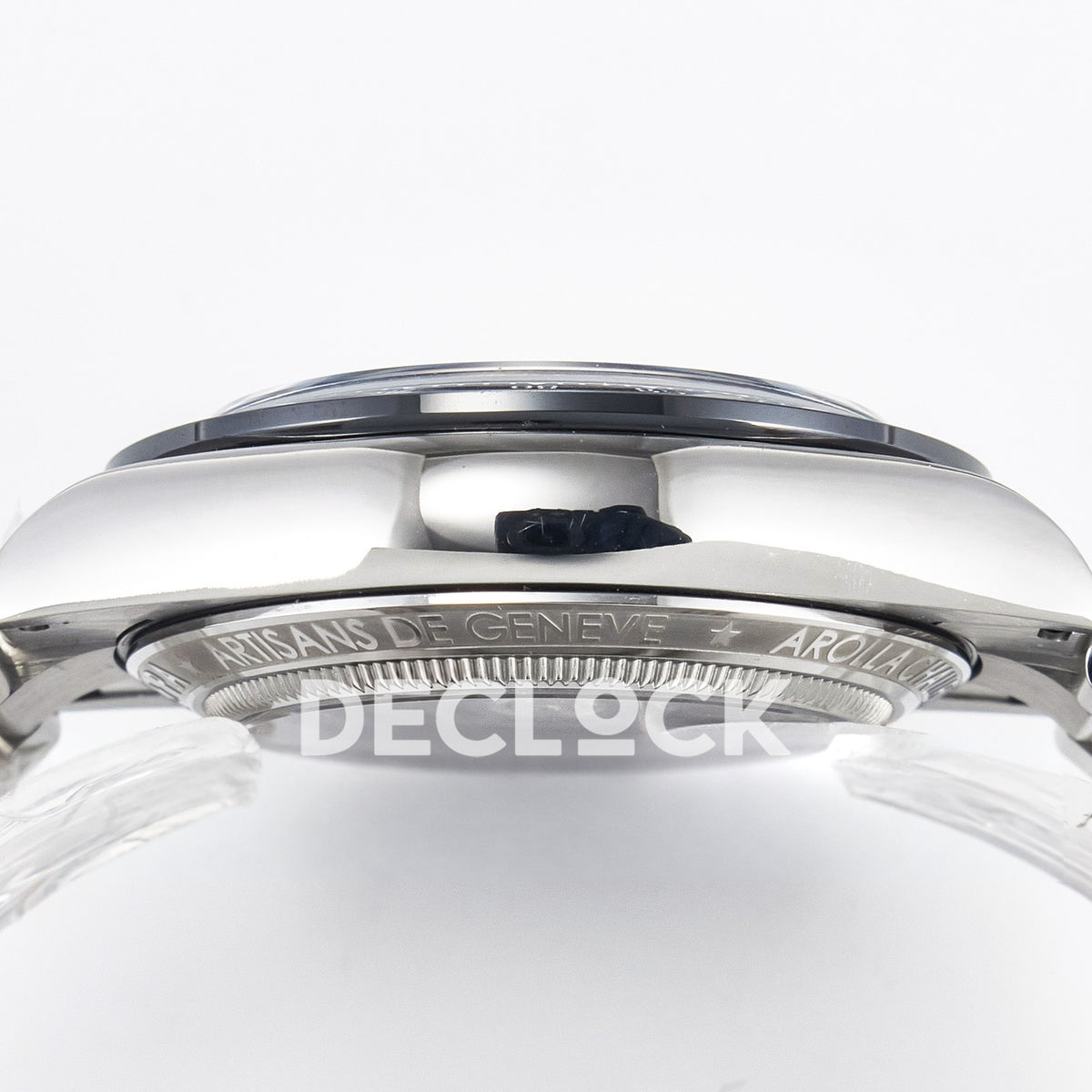 Rolex Daytona Artisans Black Skeleton GETF DD4802 replica - case profile and Arolla Challenge rear engraving