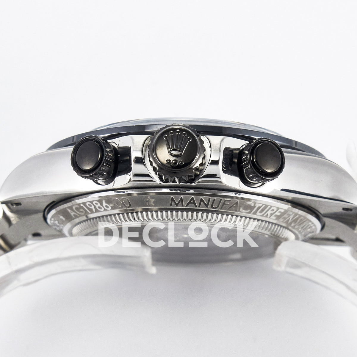 Rolex Daytona Artisans Black Skeleton GETF DD4802 replica - black winding crown and chronograph pushers