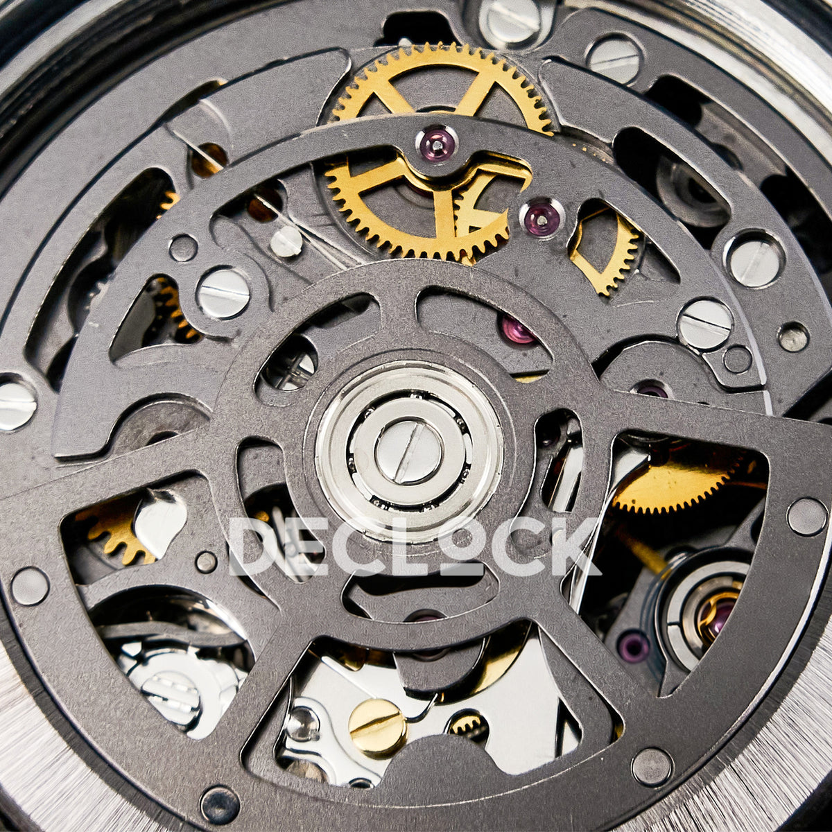 Rolex Daytona Artisans Black Skeleton GETF DD4802 replica - movement gears and rotor detail