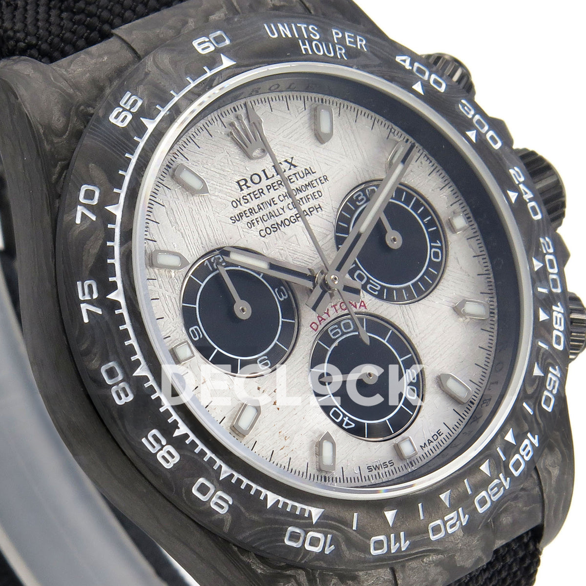 Rolex Daytona Carbon Meteorite SONIC DD4801 replica - angled dial