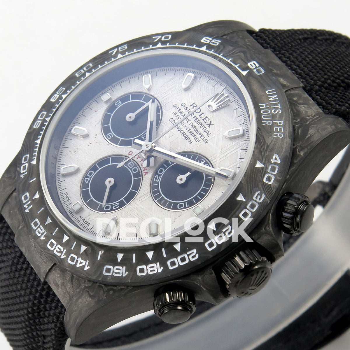 Rolex Daytona Carbon Meteorite SONIC DD4801 replica - crown side front
