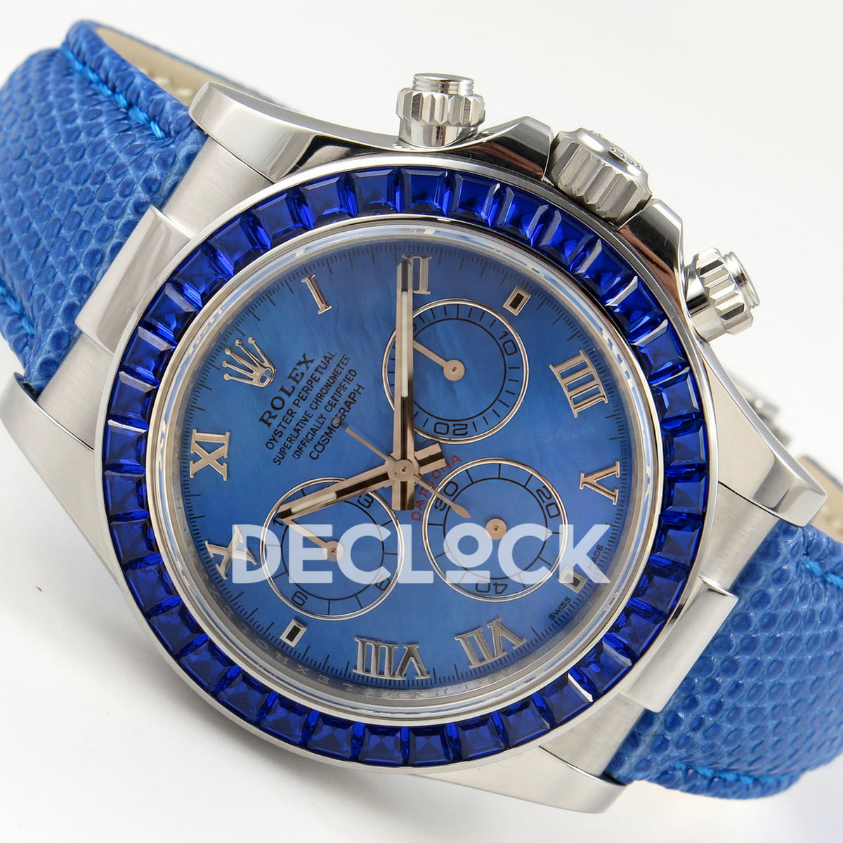 Rolex Daytona Custom 116519 Beach MPF Blue Dial Blue Leather SA4801 replica - three quarter right