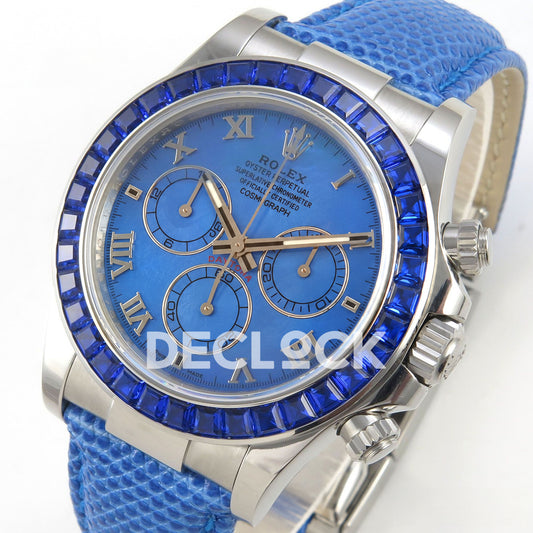 Rolex Daytona Custom 116519 Beach MPF Blue Dial Blue Leather SA4801 replica - dial angle
