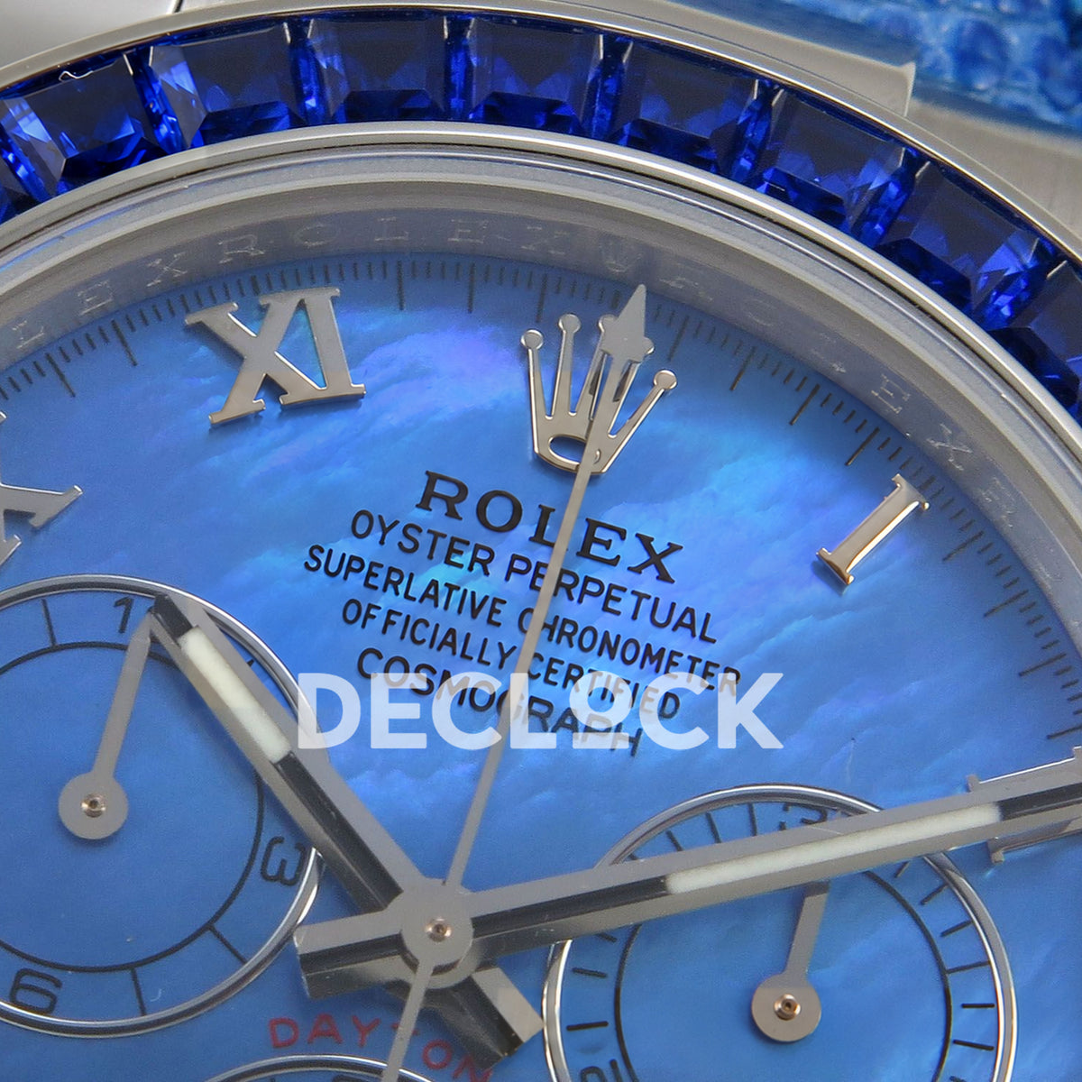 Rolex Daytona Custom 116519 Beach MPF Blue Dial Blue Leather SA4801 replica - dial brand detail