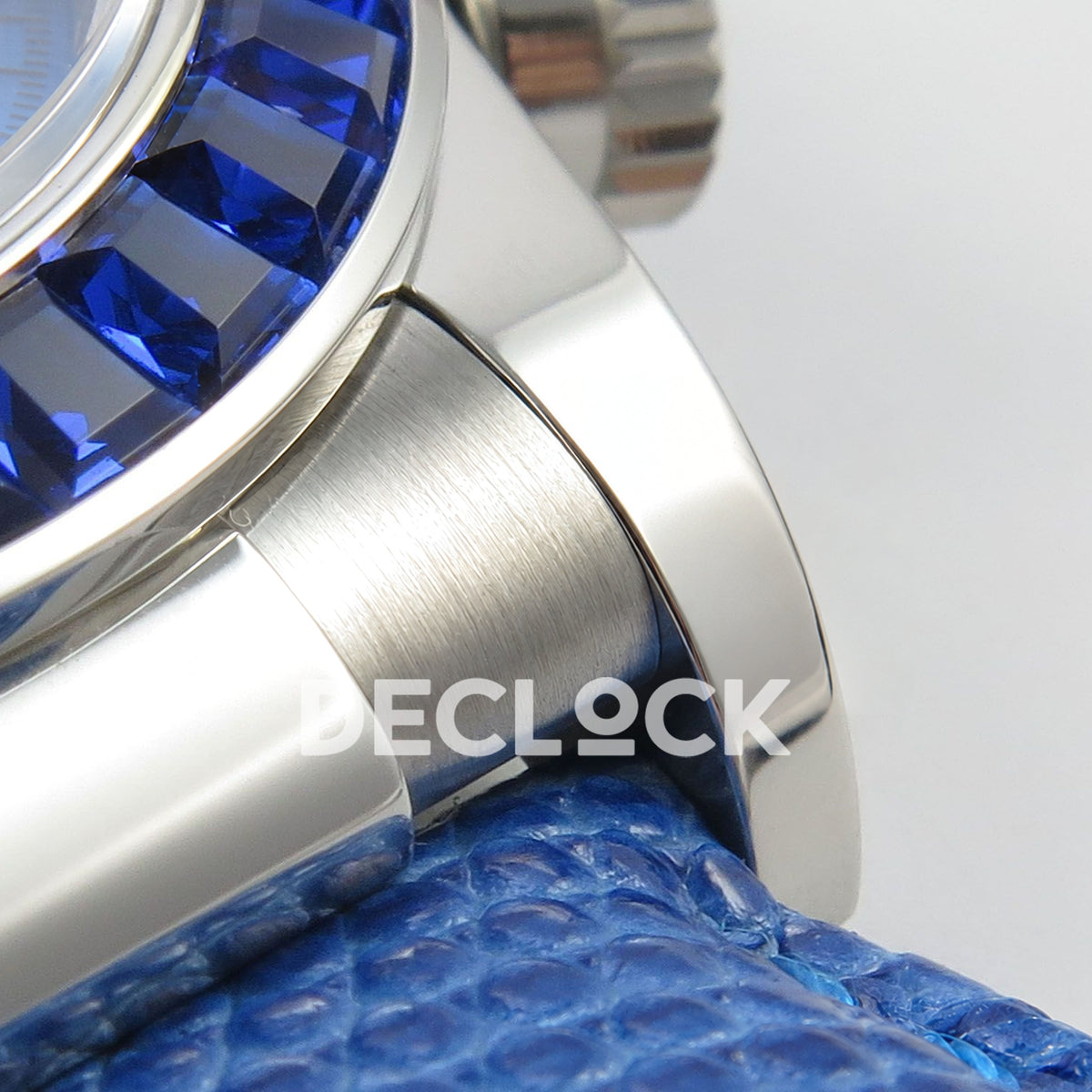 Rolex Daytona Custom 116519 Beach MPF Blue Dial Blue Leather SA4801 replica - lug strap detail