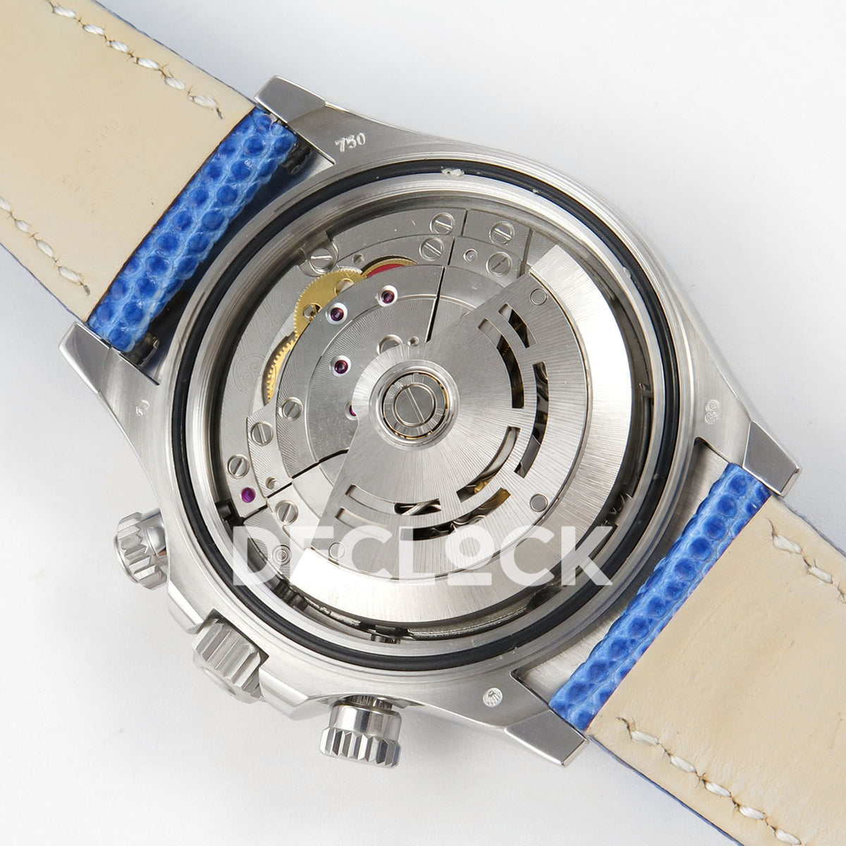 Rolex Daytona Custom 116519 Beach MPF Blue Dial Blue Leather SA4801 replica - movement open angle