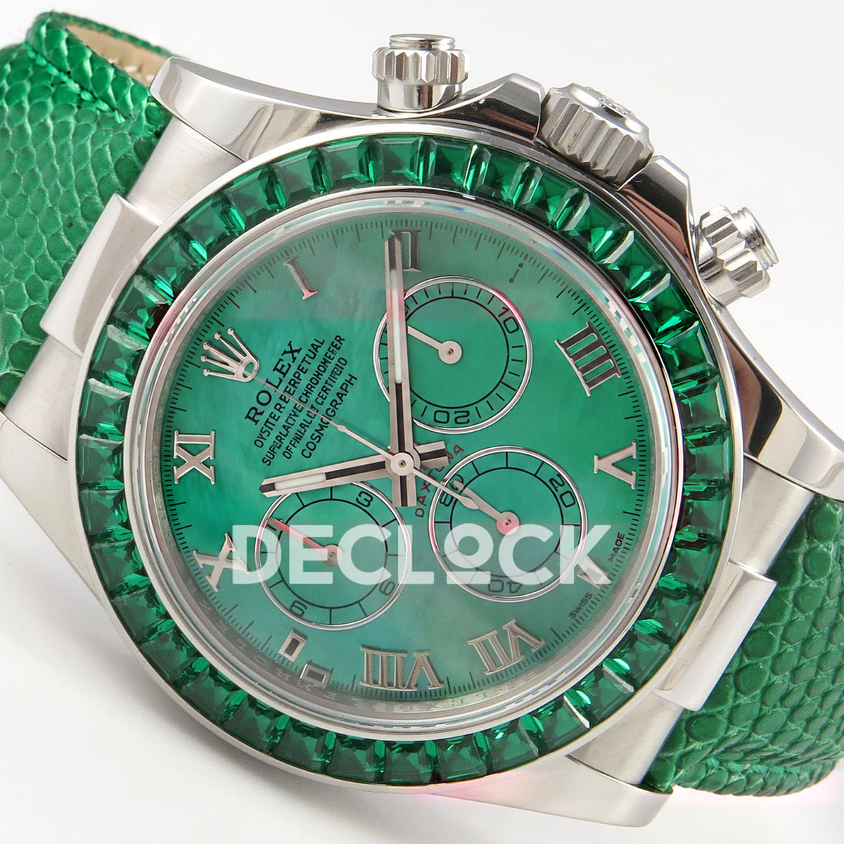 Rolex Daytona Custom 116519 Beach MPF Green Dial Green Leather SA4801 replica - three quarter right