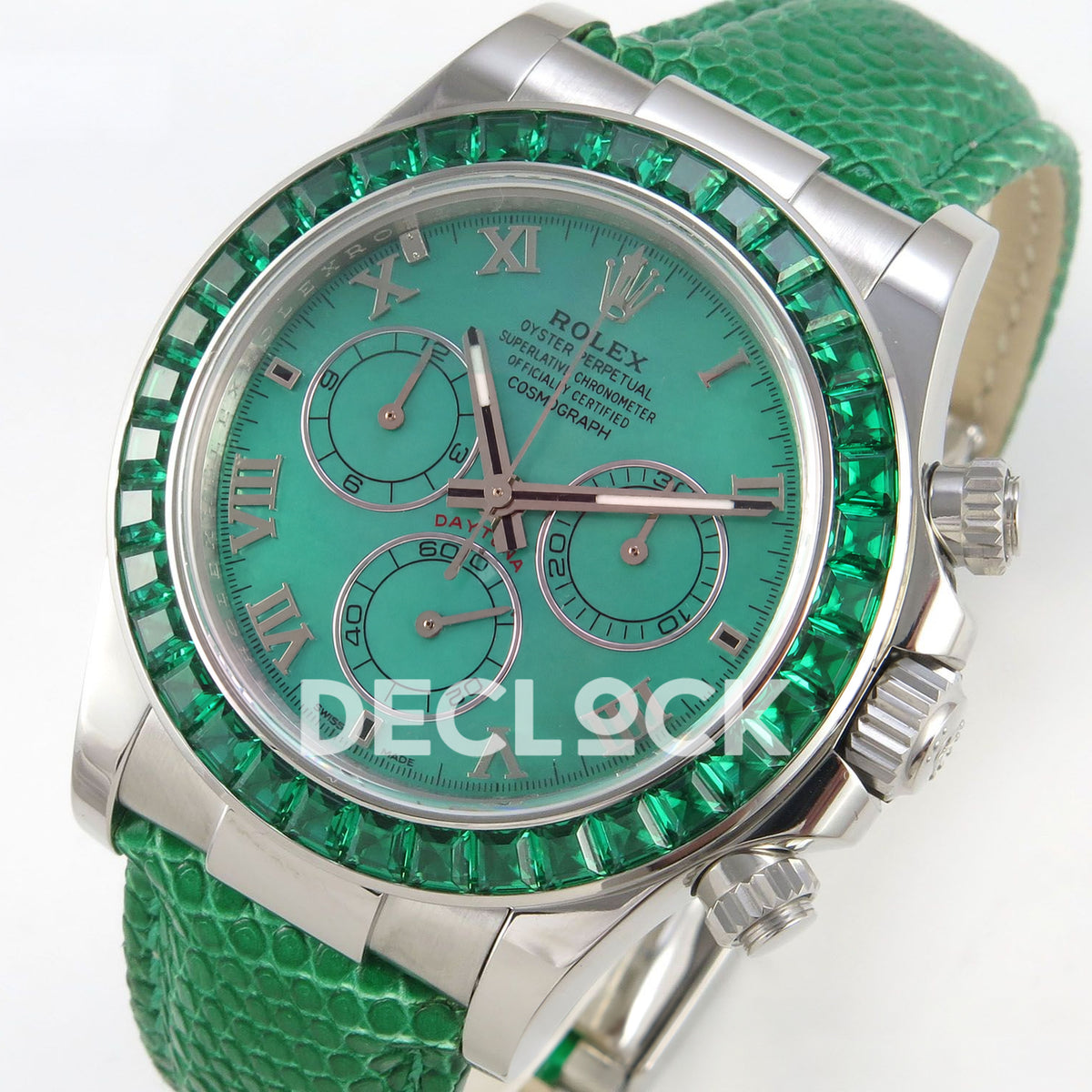 Rolex Daytona Custom 116519 Beach MPF Green Dial Green Leather SA4801 replica - dial angle