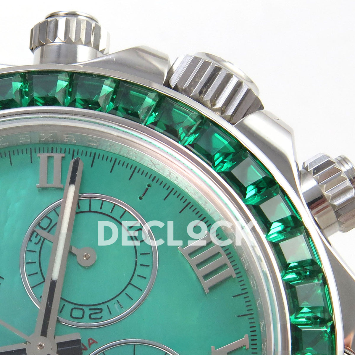Rolex Daytona Custom 116519 Beach MPF Green Dial Green Leather SA4801 replica - bezel crown detail