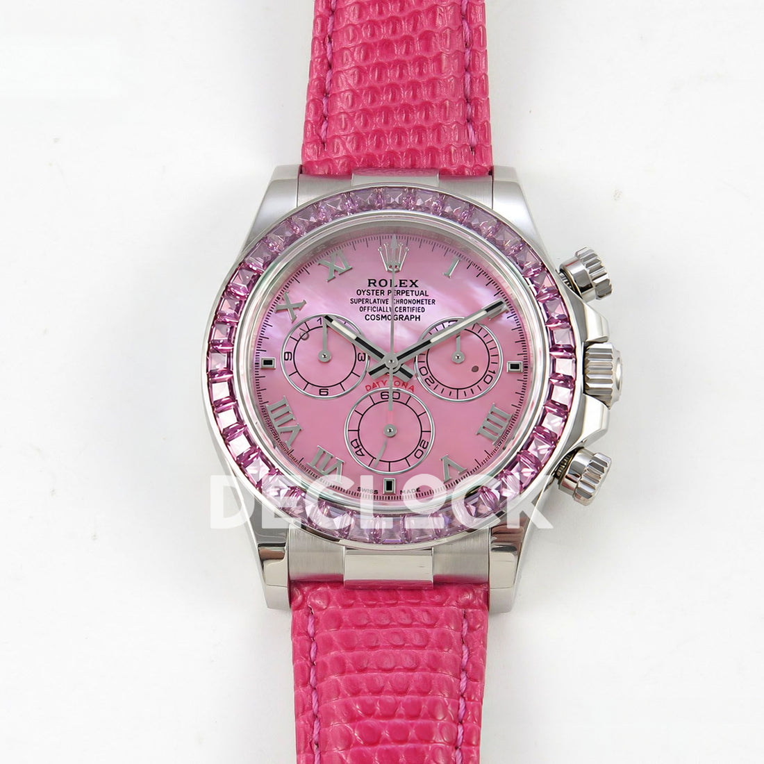 Rolex Daytona Custom 116519 Beach MPF Pink Dial Pink Leather SA4801 replica - front Daytona Custom 116519 Beach Pink